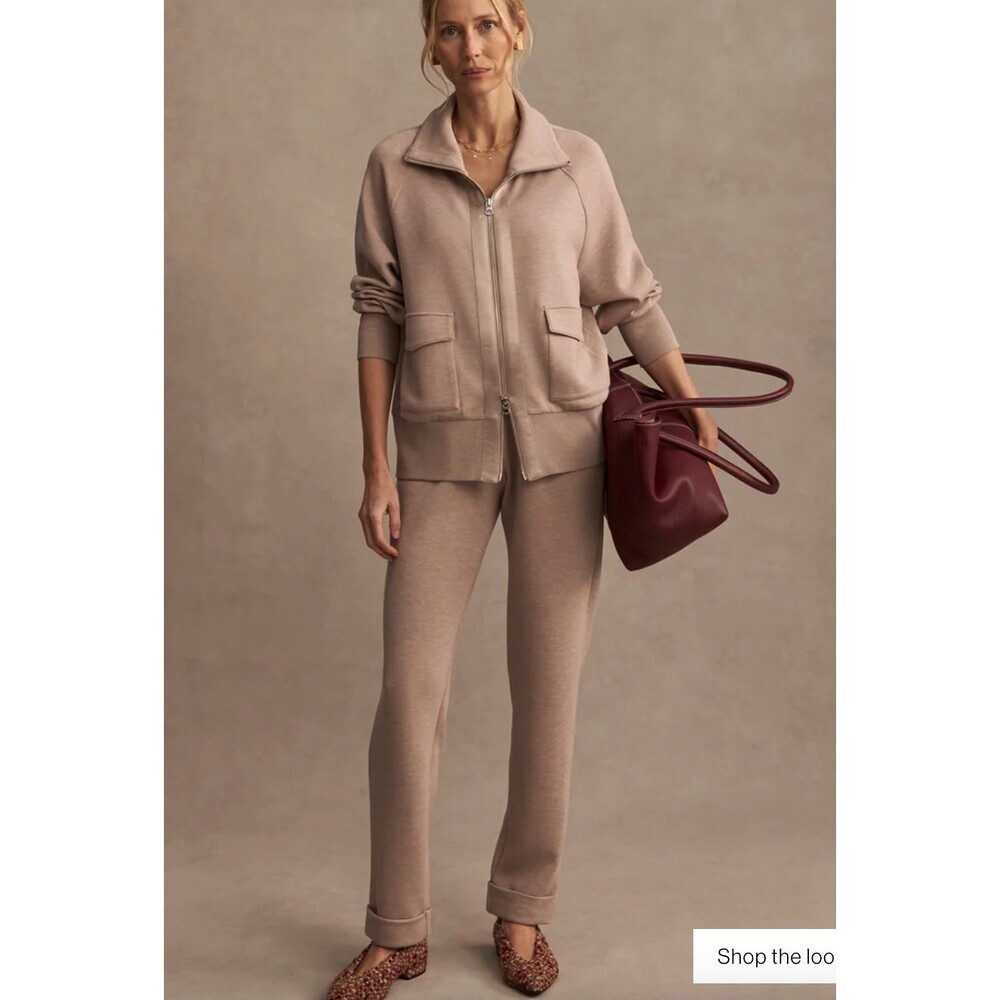 Varley SET Roxbury Zip Through Sweatshirt & The Rolled Cuff Pant 25" Taupe XL/L